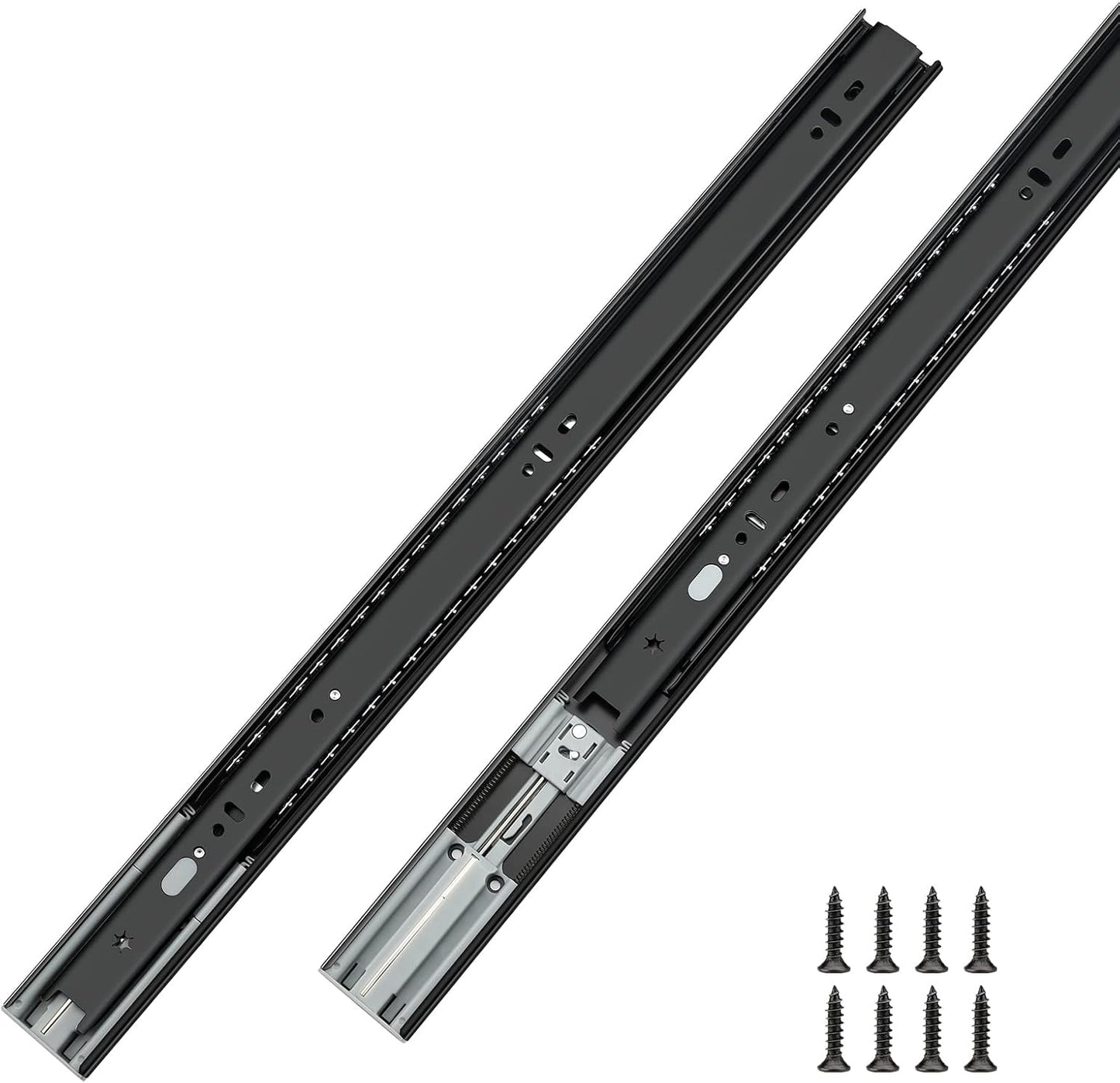LONTAN 10 Pair Soft Close Drawer Slides 16 Inch Black Heavy Duty Dresser Drawer Glides Full Extension Ball Bearing Cabinet Rails 100LB Capacity