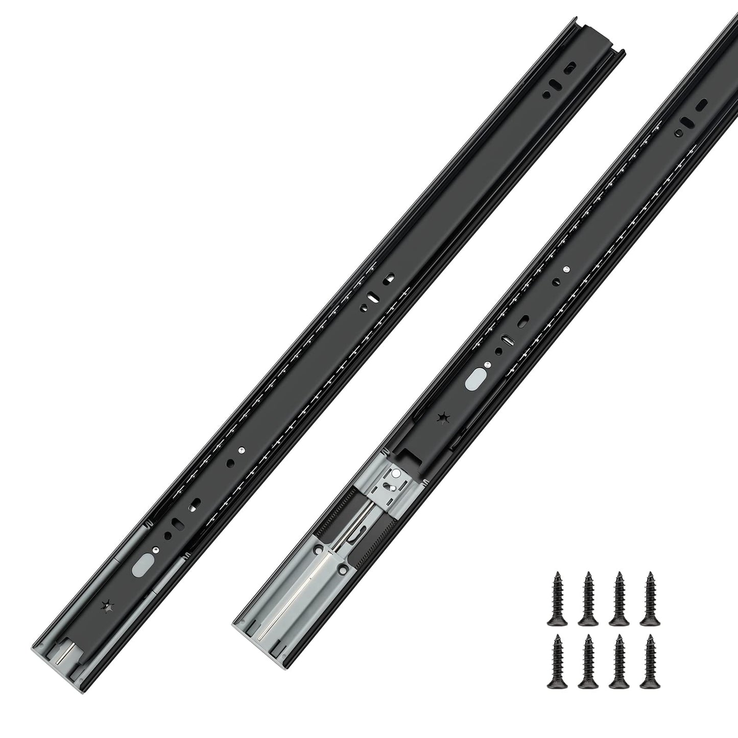 LONTAN 10 Pair Soft Close Drawer Slides 16 Inch Black Heavy Duty Dresser Drawer Glides Full Extension Ball Bearing Cabinet Rails 100LB Capacity