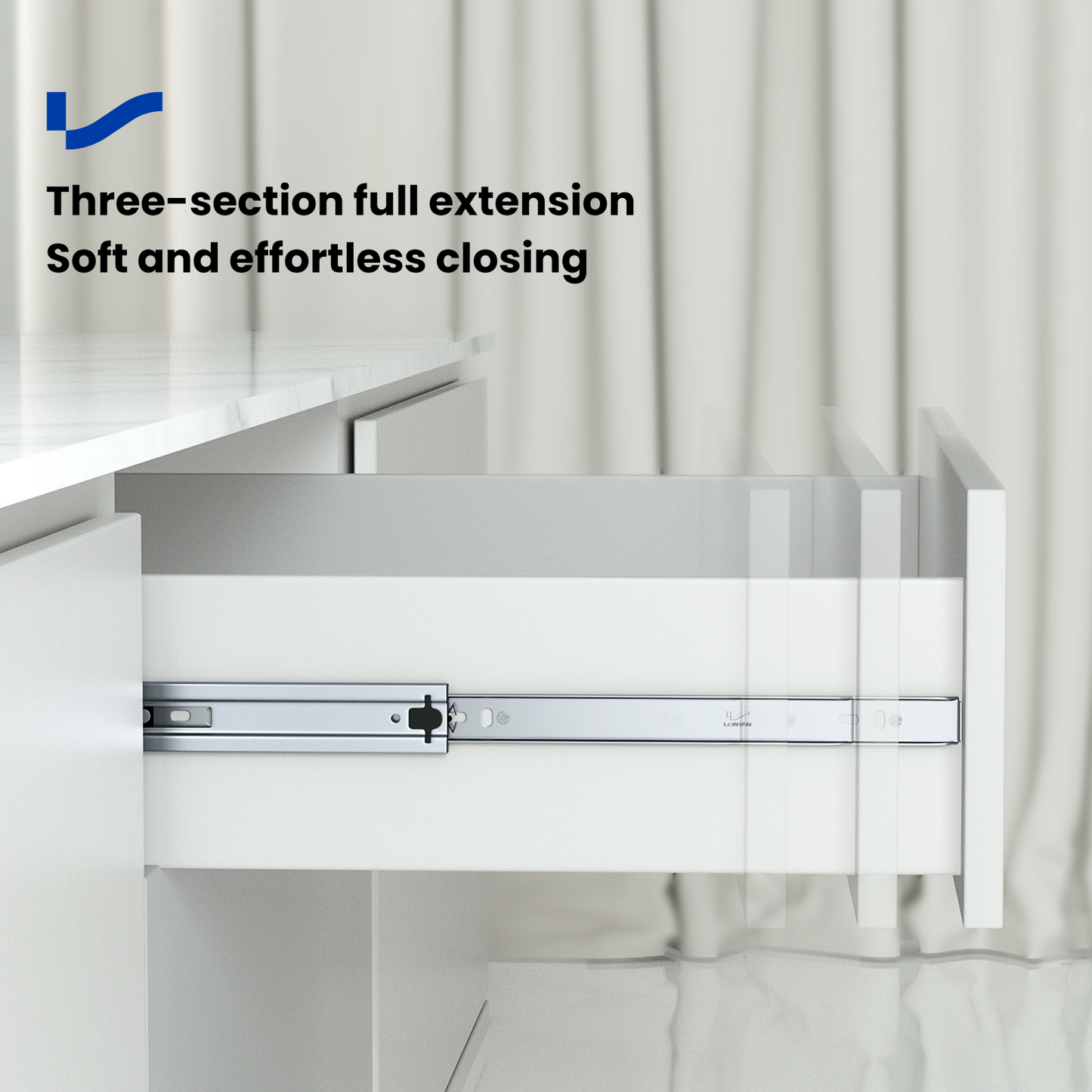 LONTAN Soft Close Drawer Slides 12/14/16/18/20/22/24 Inch Cabinet Drawer Slides 1/2/5/6/10 Pairs - Ball Bearing Drawer Slides Heavy Duty Full Extension Drawer Slides Dresser Kitchen, 100 LB Capacity