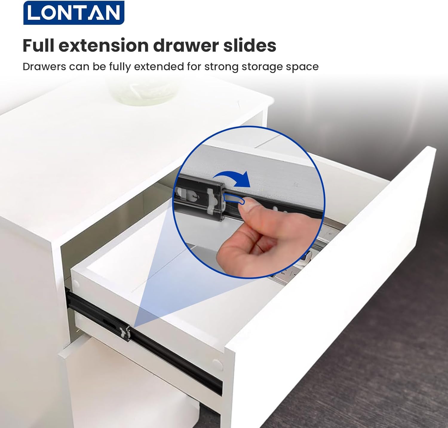 LONTAN 12 Inch Full Extension Ball Bearing Drawer Slides 1 Pair Side Mount Cabinet Rails Tool Box Trash Can Glides Black Heavy Duty Kitchen Drawer Runners 100LB Capacity