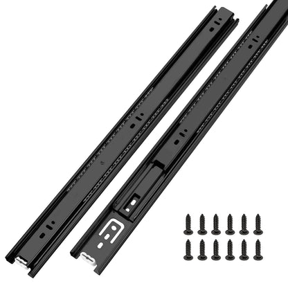 LONTAN 12 Inch Full Extension Ball Bearing Drawer Slides 1 Pair Side Mount Cabinet Rails Tool Box Trash Can Glides Black Heavy Duty Kitchen Drawer Runners 100LB Capacity