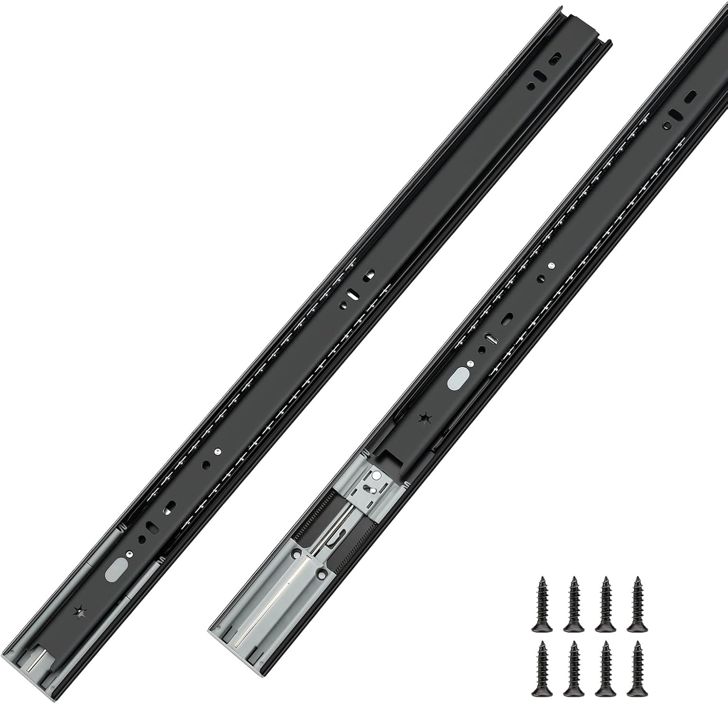 LONTAN 10 Pair Soft Close Drawer Slides 16 Inch Black Heavy Duty Dresser Drawer Glides Full Extension Ball Bearing Cabinet Rails 100LB Capacity