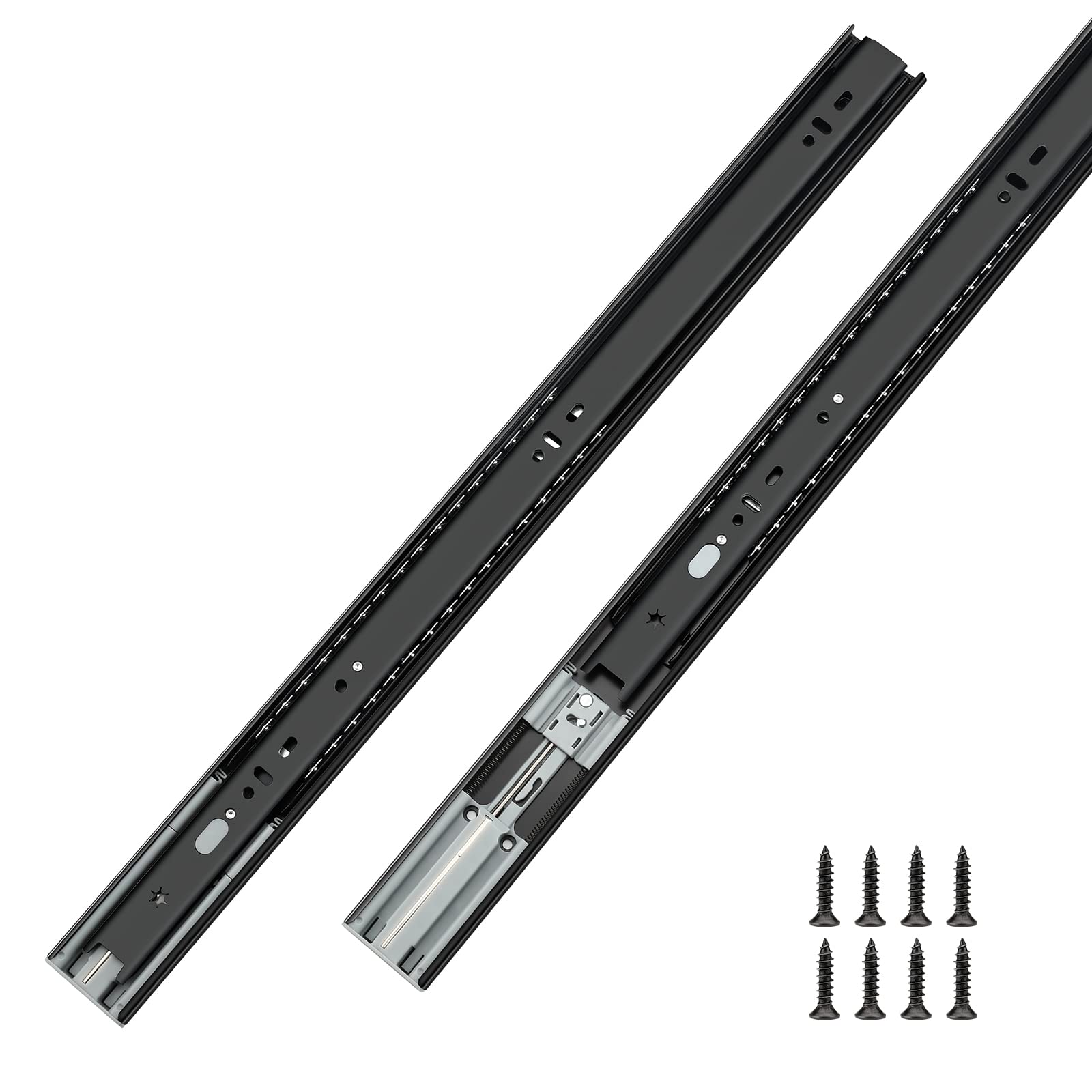LONTAN 10 Pair Soft Close Drawer Slides 16 Inch Black Heavy Duty Dresser Drawer Glides Full Extension Ball Bearing Cabinet Rails 100LB Capacity