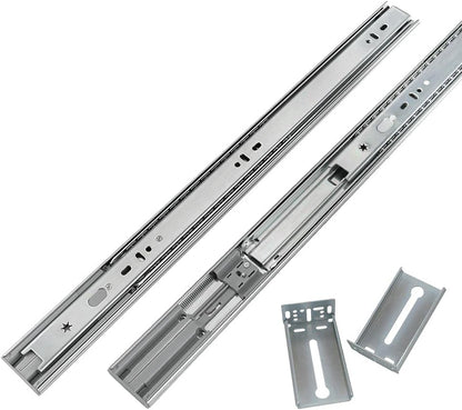 LONTAN 1 Pair 22 Inch Side Mount Soft Close Drawer Slides 3 FOLD Full Extension Drawer Glides - 4502S3-22 Heavy Duty Ball Bearing Cabinet Rails with Rear Mounting Brackets 100 LB Capacity