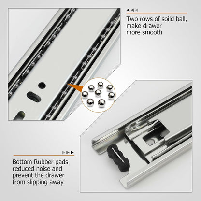 LONTAN Full Extension Ball Bearing Drawer Slides 8 10 12 14 16 18 20 22 24 Inch Heavy Duty Side Mount File Cabinet Rails Dresser Runner Kitchen Cabinet Drawer Glides 100 LB Capacity (12 inch,1 Pair)