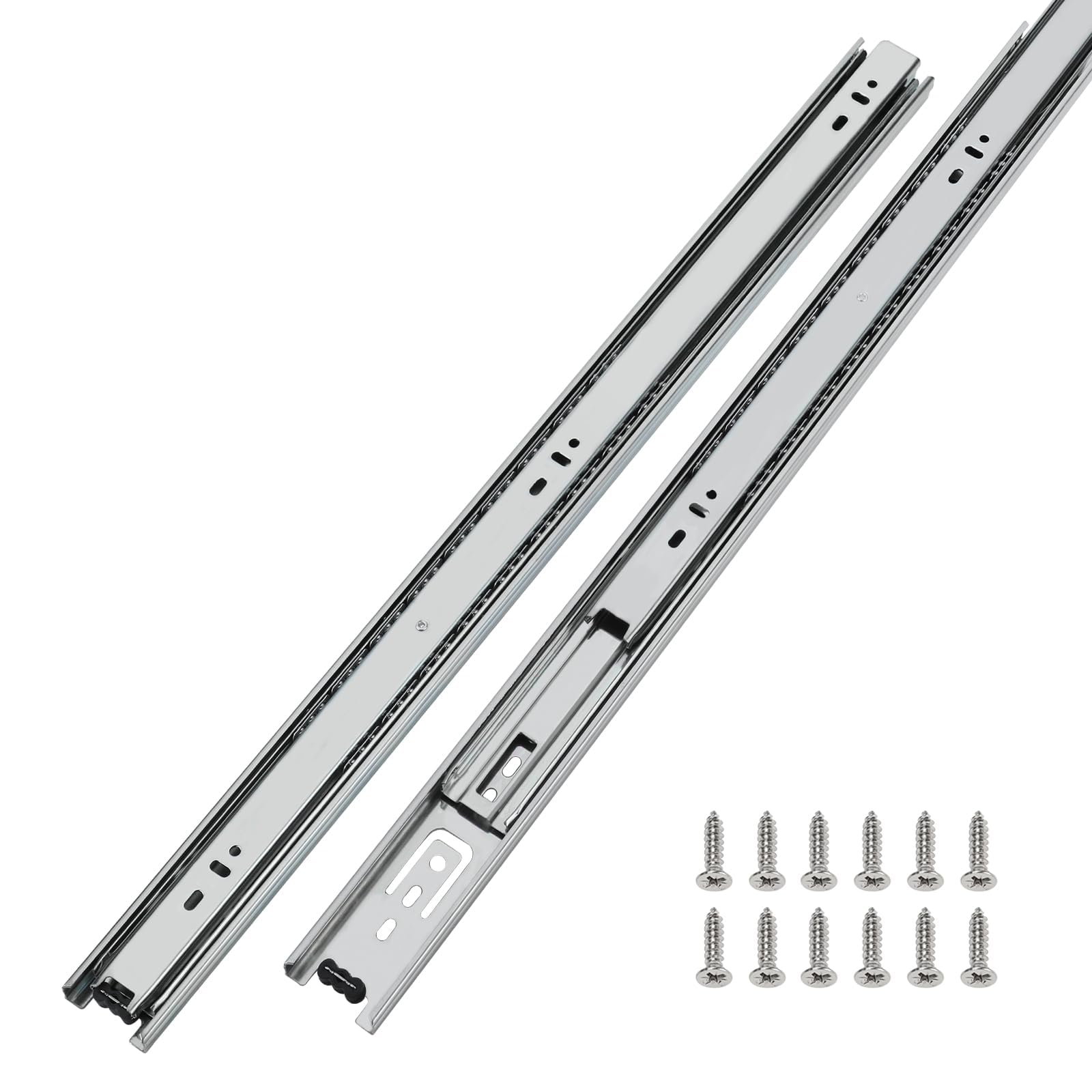 LONTAN 1 Pair 22 Inch Side Mount Soft Close Drawer Slides 3 FOLD Full Extension Drawer Glides - 4502S3-22 Heavy Duty Ball Bearing Cabinet Rails with Rear Mounting Brackets 100 LB Capacity