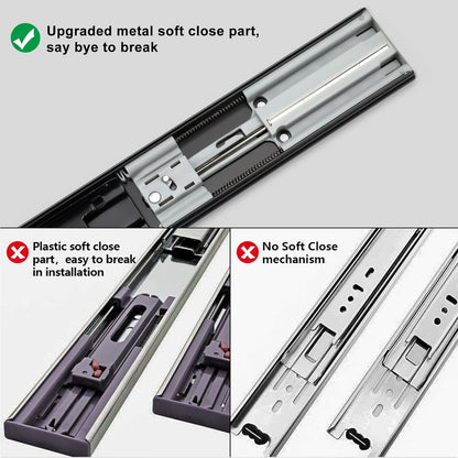 LONTAN 10 Pair Soft Close Drawer Slides 16 Inch Black Heavy Duty Dresser Drawer Glides Full Extension Ball Bearing Cabinet Rails 100LB Capacity