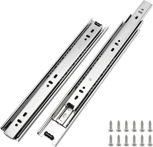 LONTAN Full Extension Ball Bearing Drawer Slides 8 10 12 14 16 18 20 22 24 Inch Heavy Duty Side Mount File Cabinet Rails Dresser Runner Kitchen Cabinet Drawer Glides 100 LB Capacity (12 inch,1 Pair)