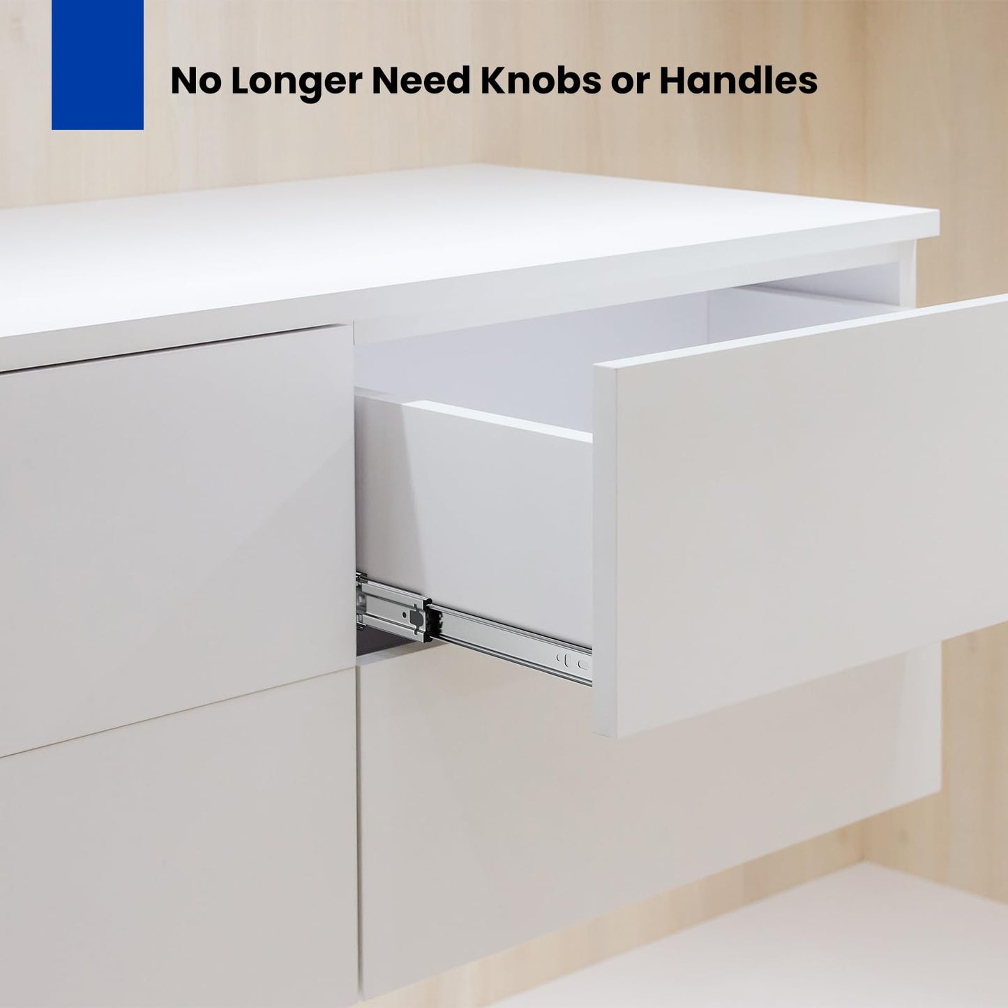 Push to Open Drawer Slides LONTAN Dresser Drawer Slides Full Extension Drawer Slides -10 Pairs Drawer Track Guide and Glides，100 LB Capacity Drawer Rails
